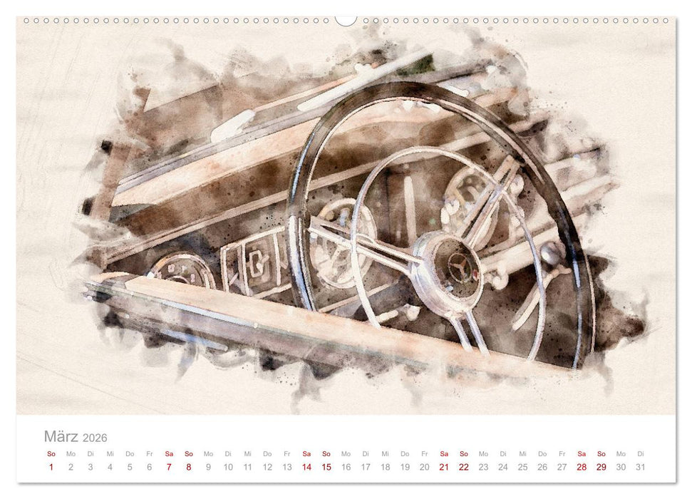 170 S Oldtimer-Aquarelle (CALVENDO Premium Wandkalender 2026)