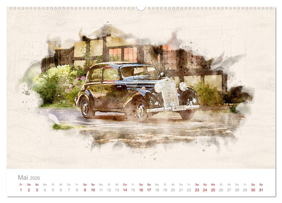 170 S Oldtimer-Aquarelle (CALVENDO Premium Wandkalender 2026)