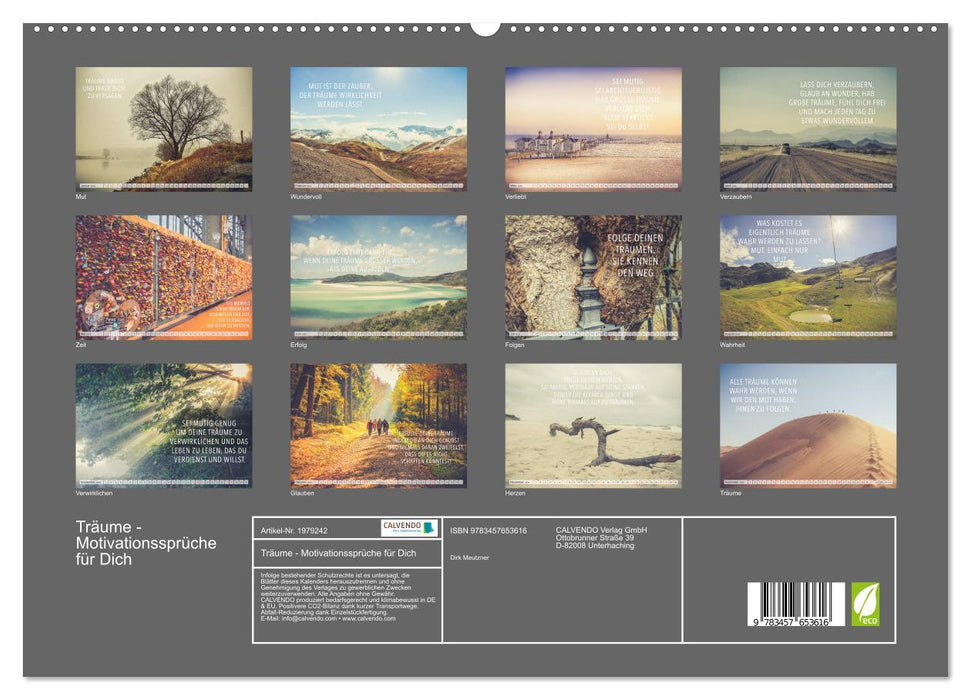 Träume - Motivationssprüche für Dich (CALVENDO Wandkalender 2026)