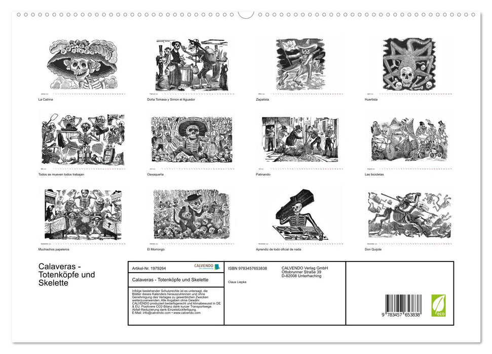 Calaveras - Totenköpfe und Skelette (CALVENDO Premium Wandkalender 2026)