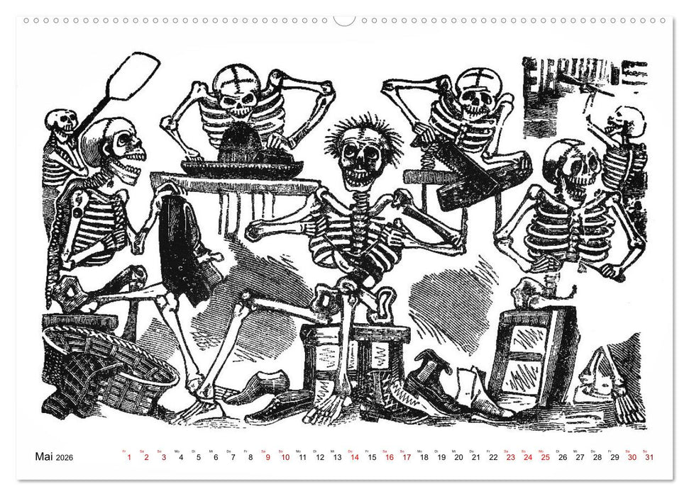 Calaveras - Totenköpfe und Skelette (CALVENDO Premium Wandkalender 2026)