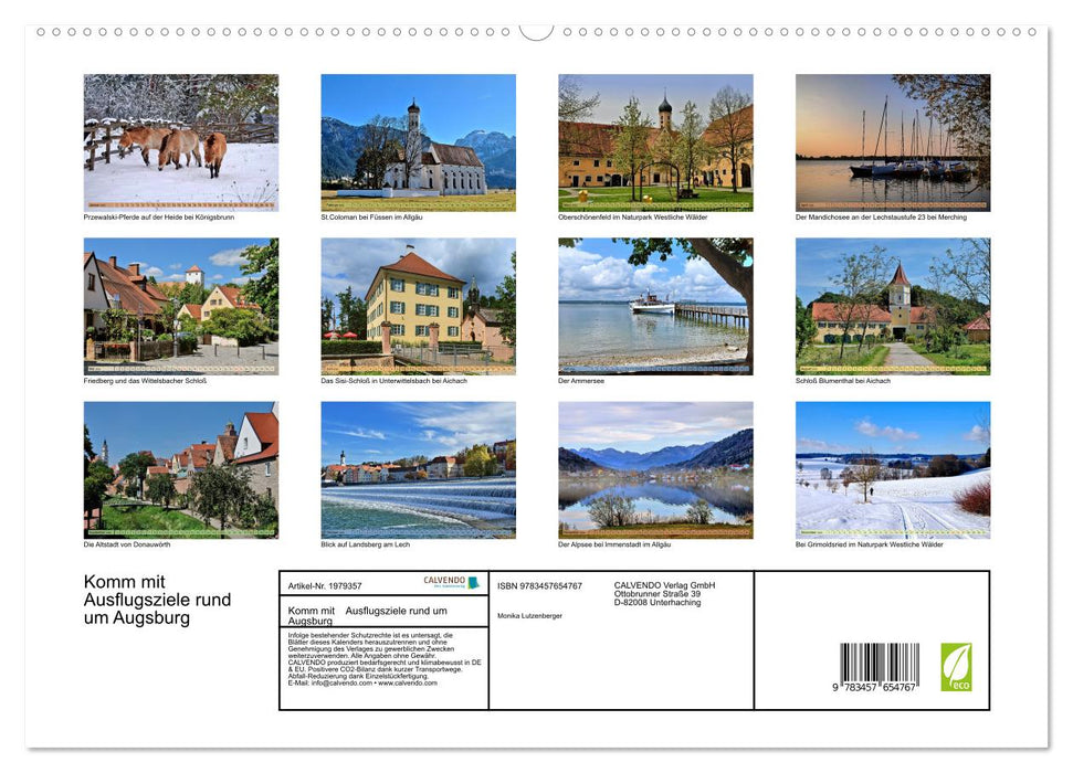 Komm mit Ausflugsziele rund um Augsburg (CALVENDO Premium Wandkalender 2026)