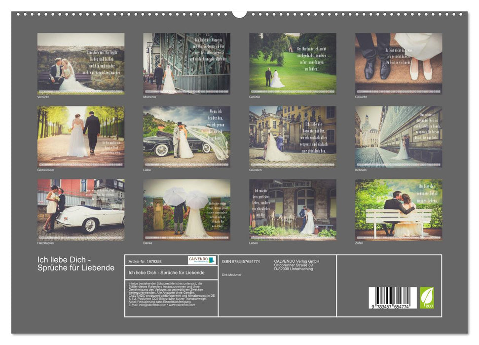 Ich liebe Dich - Sprüche für Liebende (CALVENDO Wandkalender 2026)