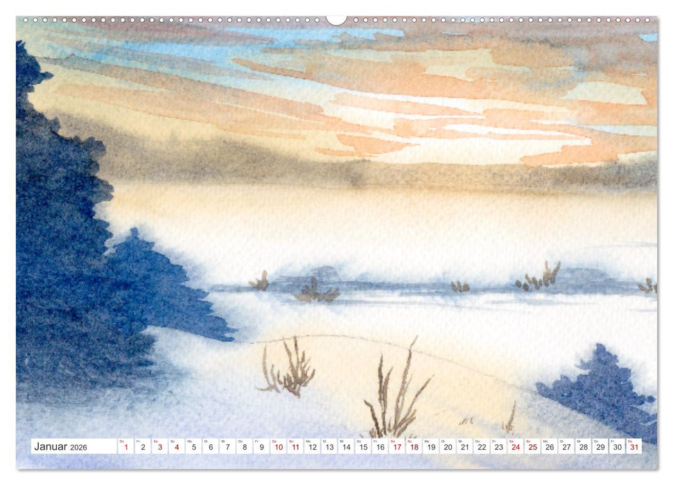 Jahreszeiten in Aquarell (CALVENDO Wandkalender 2026)