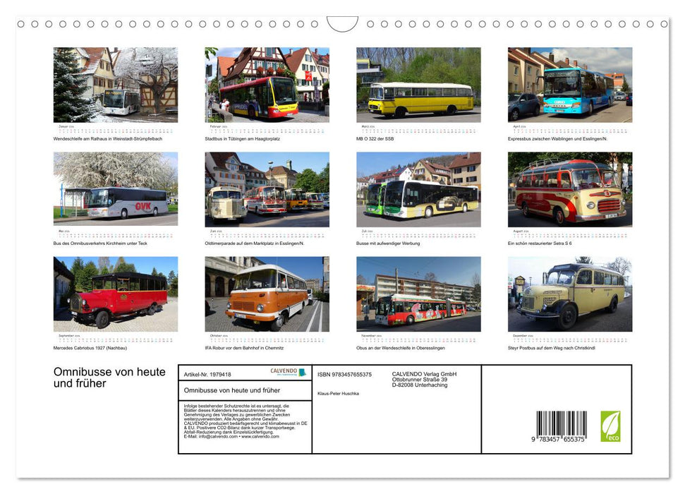 Omnibusse von heute und früher (CALVENDO Wandkalender 2026)