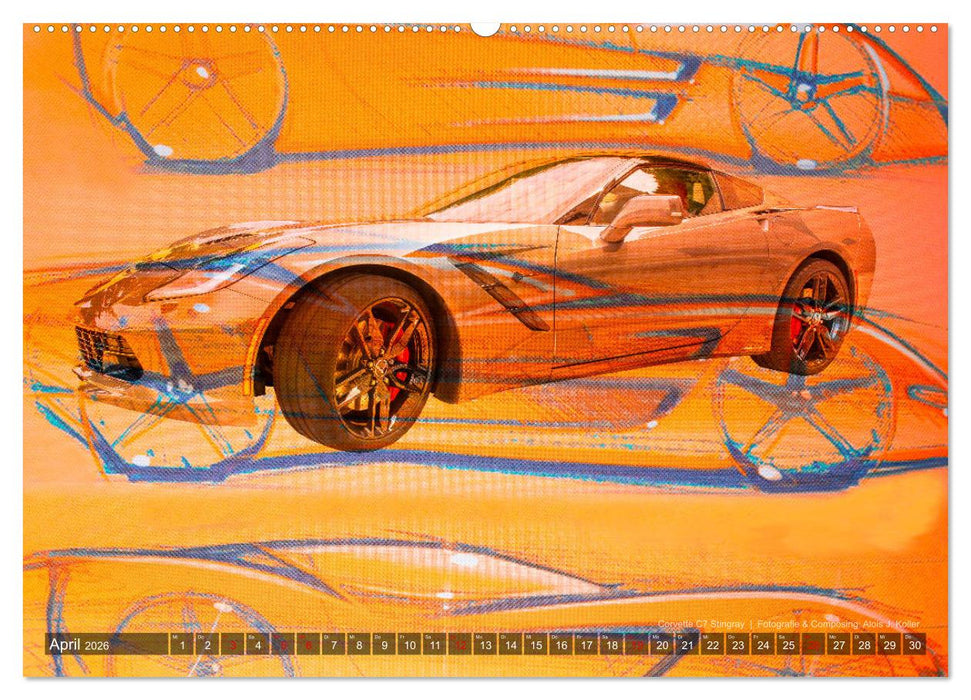 Corvette Photocomposing (CALVENDO Premium Wandkalender 2026)