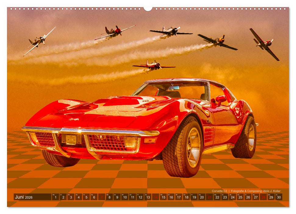 Corvette Photocomposing (CALVENDO Premium Wandkalender 2026)