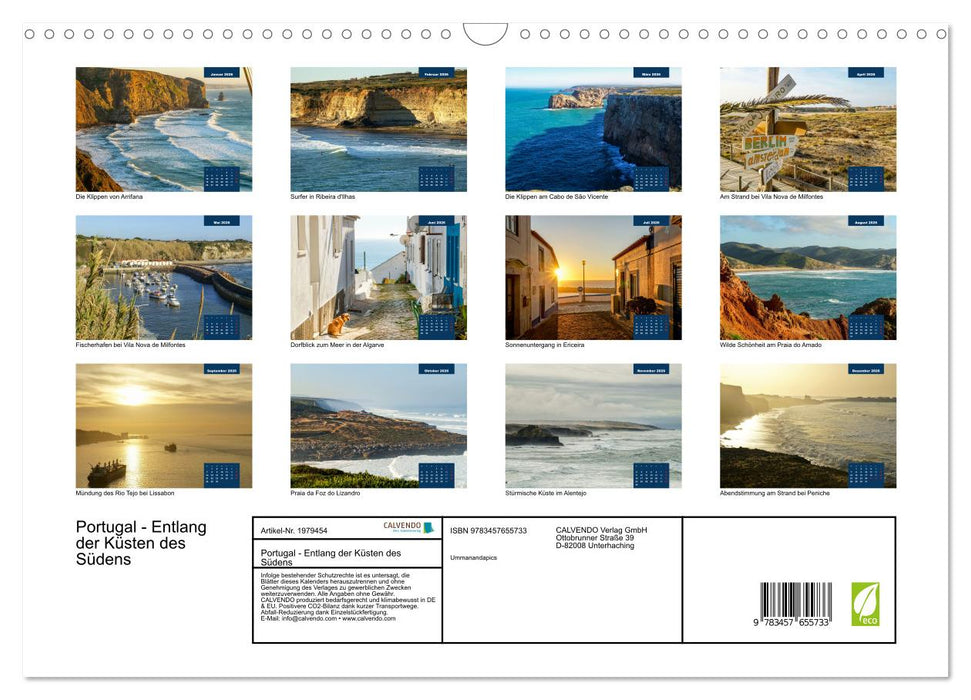 Portugal - Entlang der Küsten des Südens (CALVENDO Wandkalender 2026)