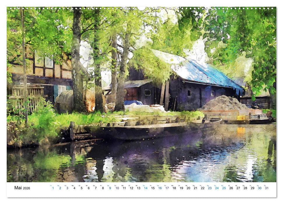 Spreewald Aquarell Impressionen (CALVENDO Premium Wandkalender 2026)
