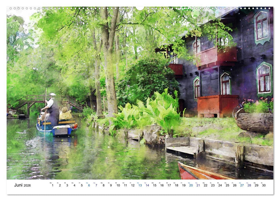 Spreewald Aquarell Impressionen (CALVENDO Premium Wandkalender 2026)
