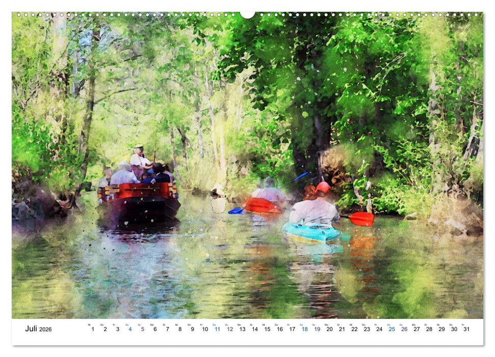Spreewald Aquarell Impressionen (CALVENDO Premium Wandkalender 2026)