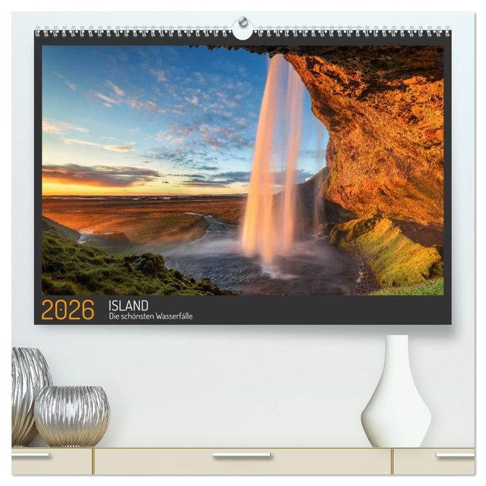 Island - Die schönsten Wasserfälle (CALVENDO Premium Wandkalender 2026)