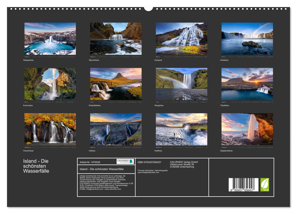 Island - Die schönsten Wasserfälle (CALVENDO Premium Wandkalender 2026)