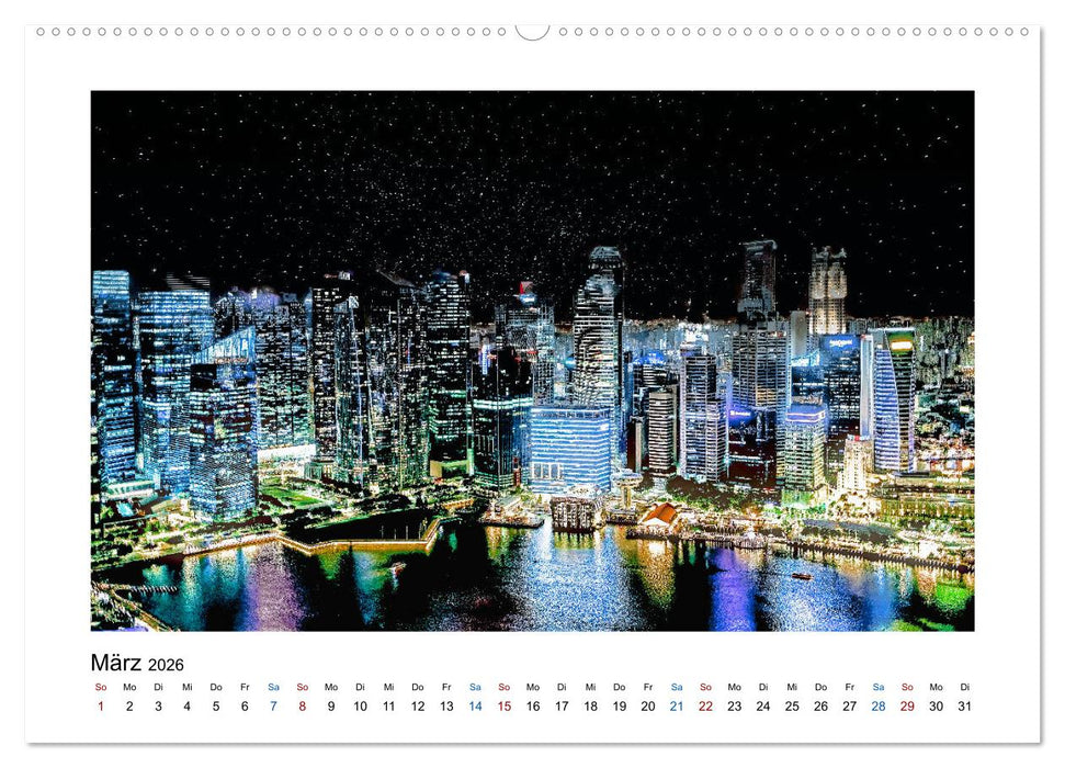Singapur - Asiatische Metropole bei Nacht (CALVENDO Premium Wandkalender 2026)