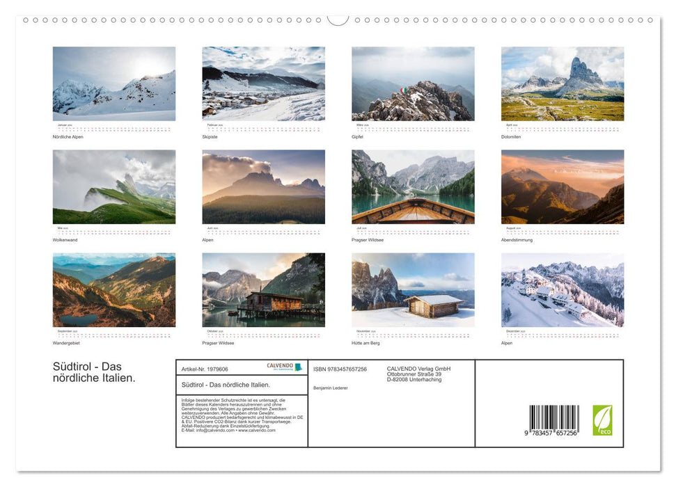Südtirol - Das nördliche Italien. (CALVENDO Premium Wandkalender 2026)