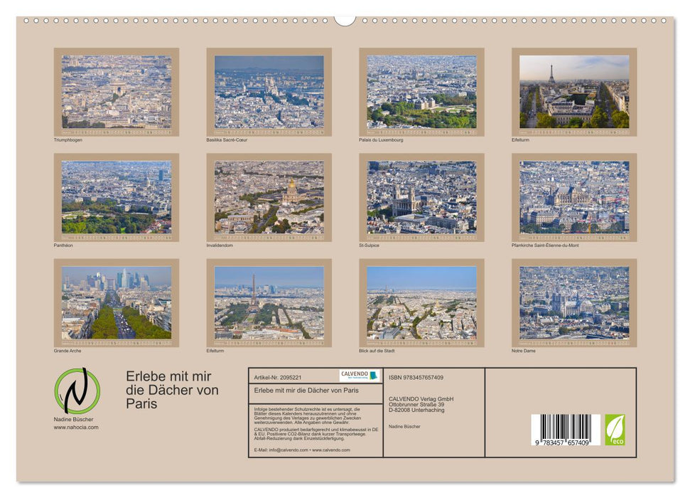Erlebe mit mir die Dächer von Paris (CALVENDO Premium Wandkalender 2026)