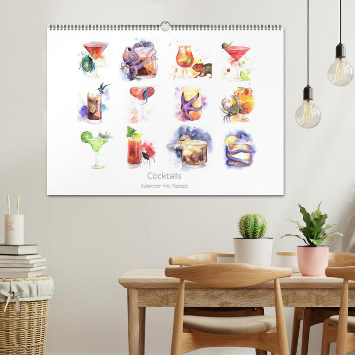 Cocktails Kalender mit Rezept (CALVENDO Wandkalender 2026)