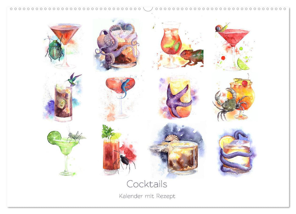 Cocktails Kalender mit Rezept (CALVENDO Wandkalender 2026)