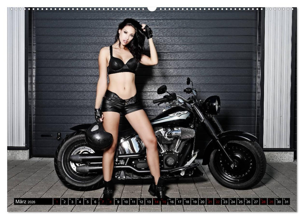 Motorräder und Sexy Girls (CALVENDO Premium Wandkalender 2026)