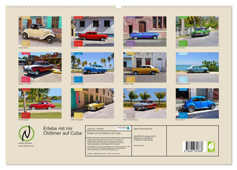 Erlebe mit mir Oldtimer auf Cuba (CALVENDO Premium Wandkalender 2026)