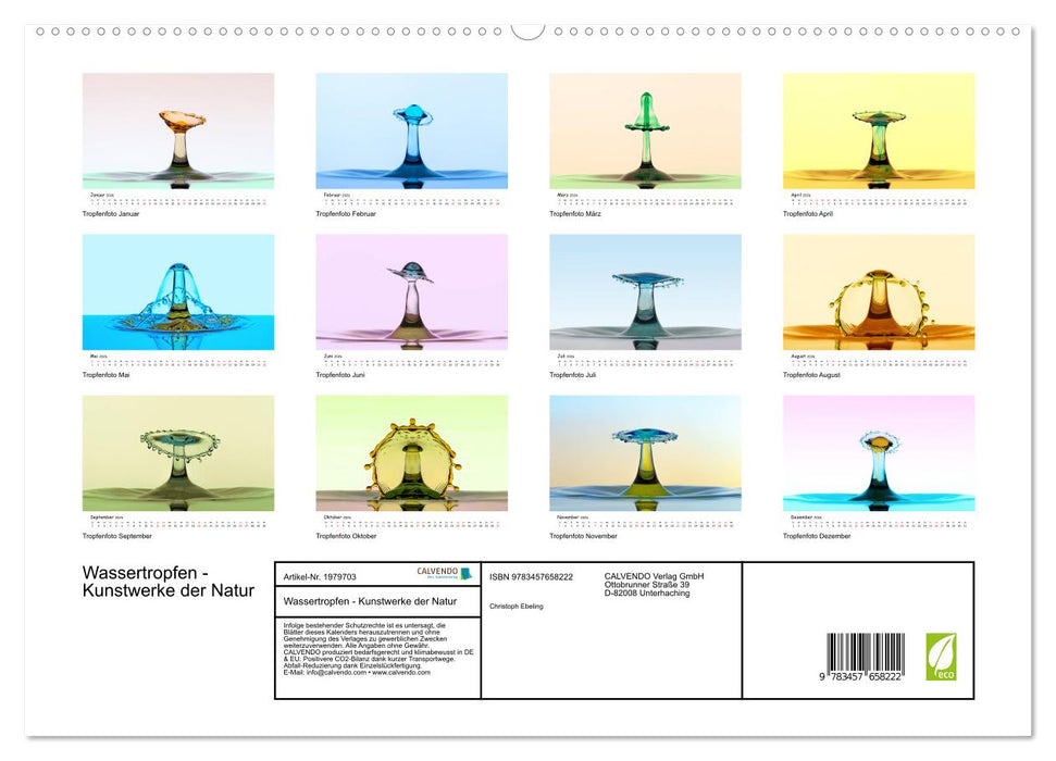 Wassertropfen - Kunstwerke der Natur (CALVENDO Premium Wandkalender 2026)