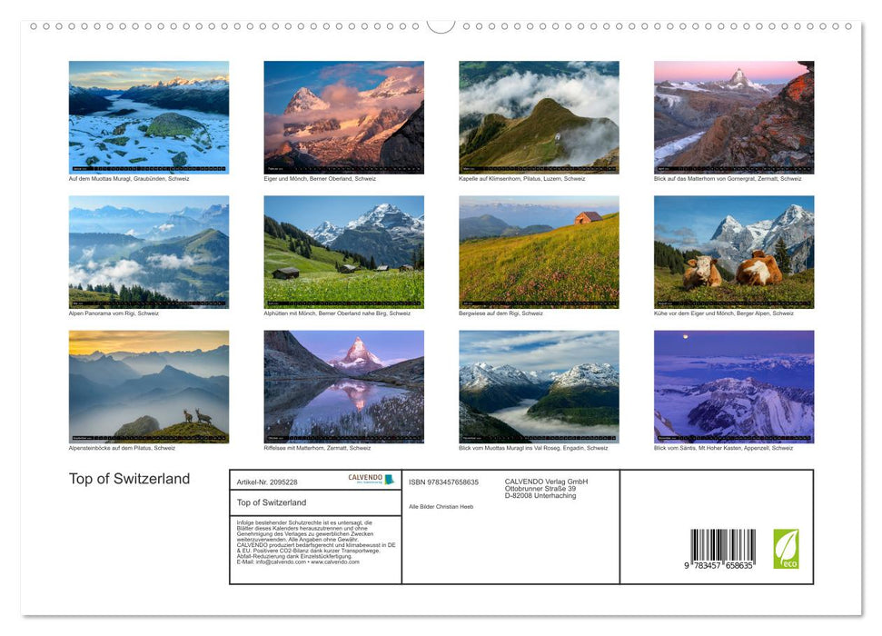 Top of Switzerland (CALVENDO Premium Wandkalender 2026)
