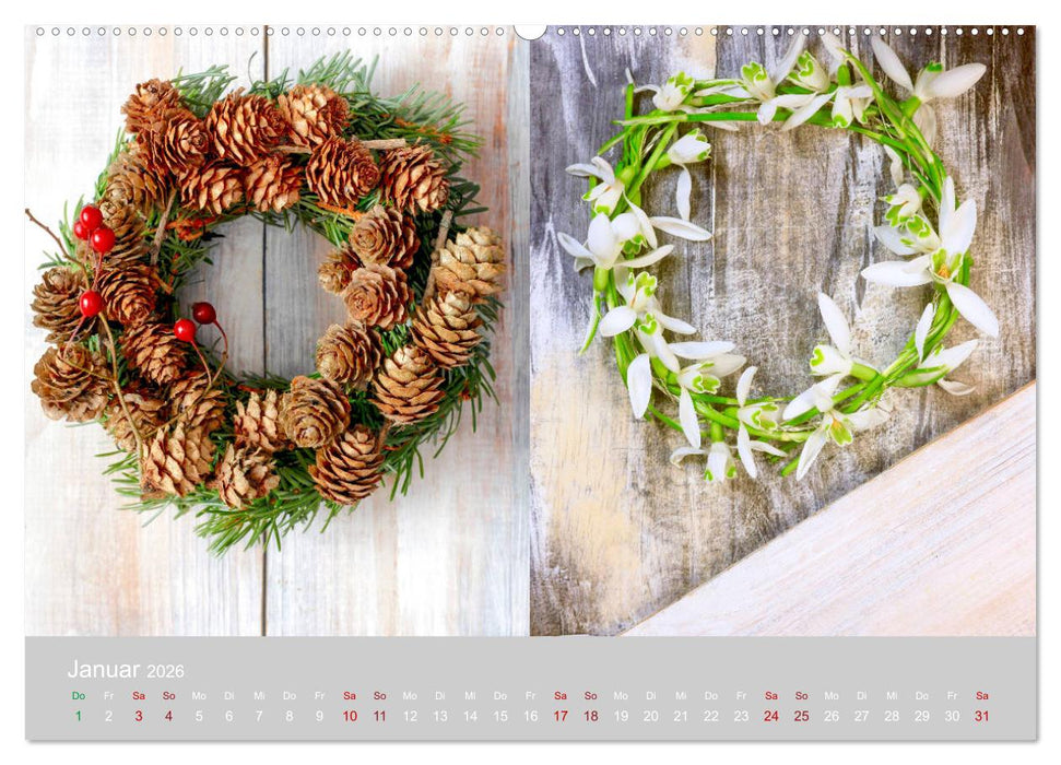 Mit eigenen Kranzarrangements durch das Jahr (CALVENDO Premium Wandkalender 2026)