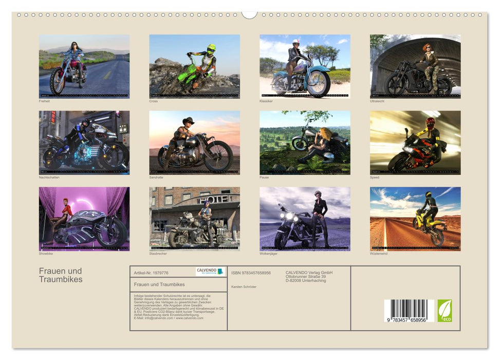 Frauen und Traumbikes (CALVENDO Premium Wandkalender 2026)
