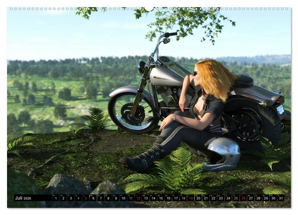 Frauen und Traumbikes (CALVENDO Premium Wandkalender 2026)