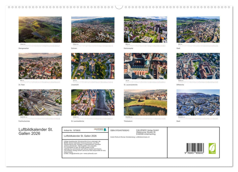 Luftbildkalender St. Gallen 2026 (CALVENDO Premium Wandkalender 2026)