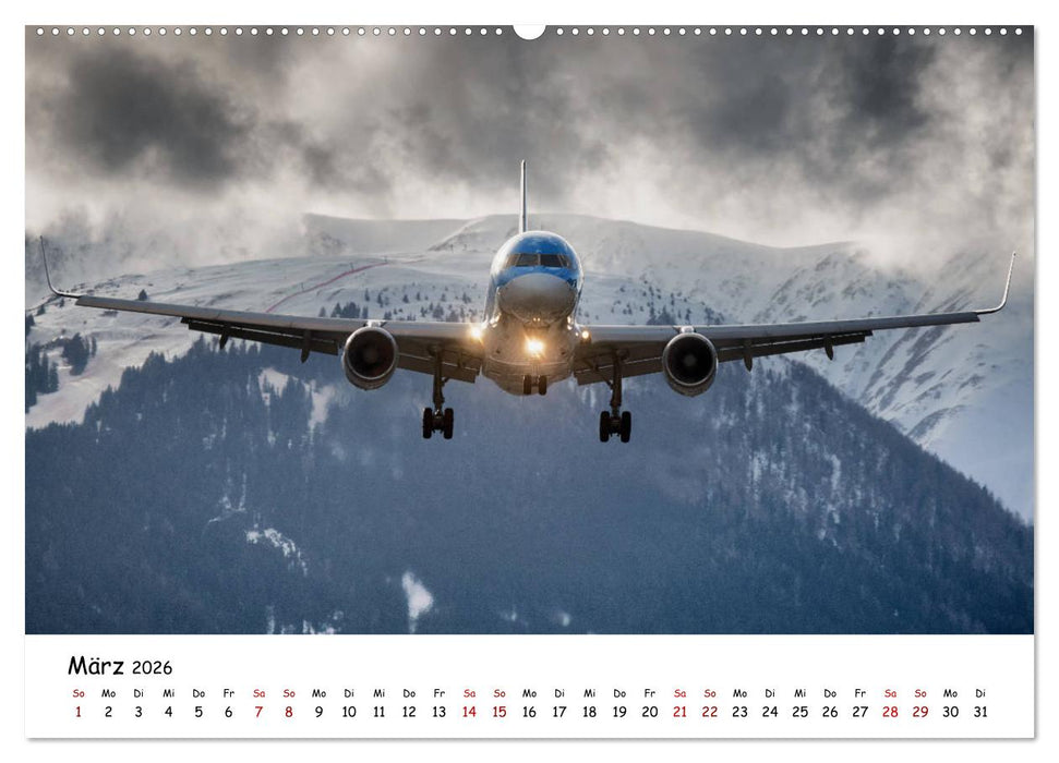 Flugzeuge in beeindruckender Kulisse (CALVENDO Premium Wandkalender 2026)