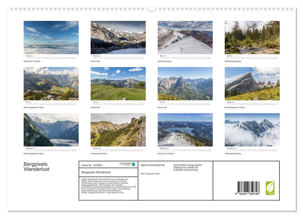 Bergpixels Wanderlust (CALVENDO Premium Wandkalender 2026)