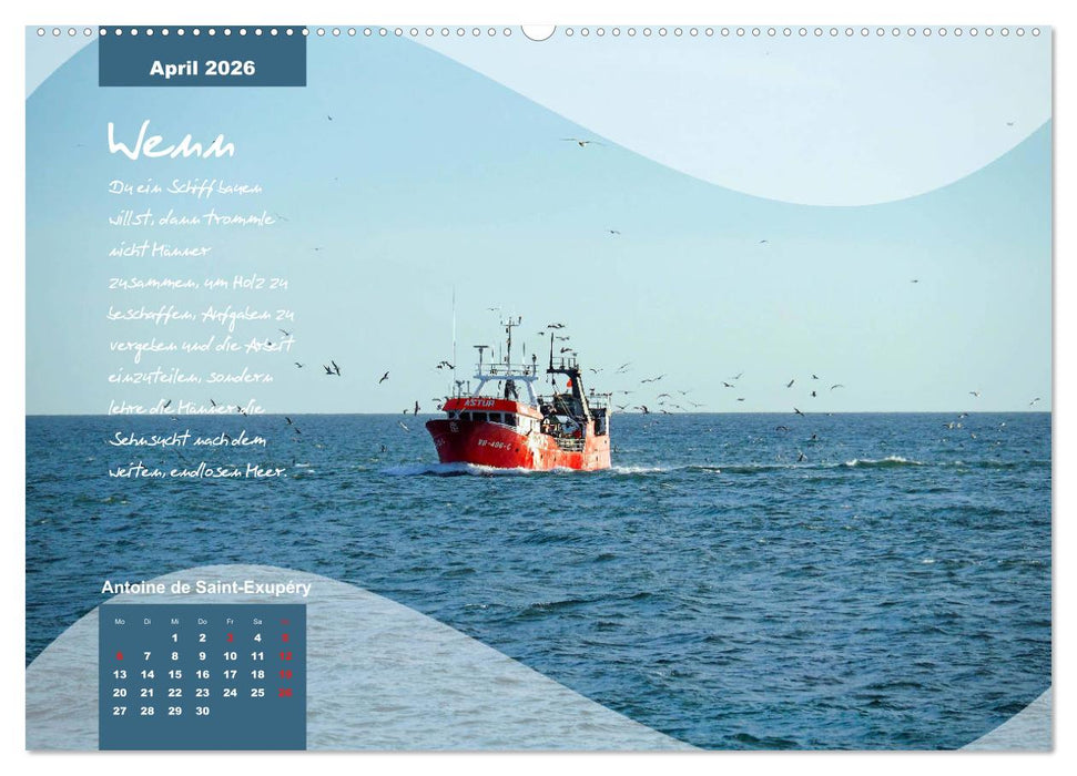 Mittelmeer, Meer, Wellen, Strand, Muscheln, Sand & Zitate (CALVENDO Premium Wandkalender 2026)