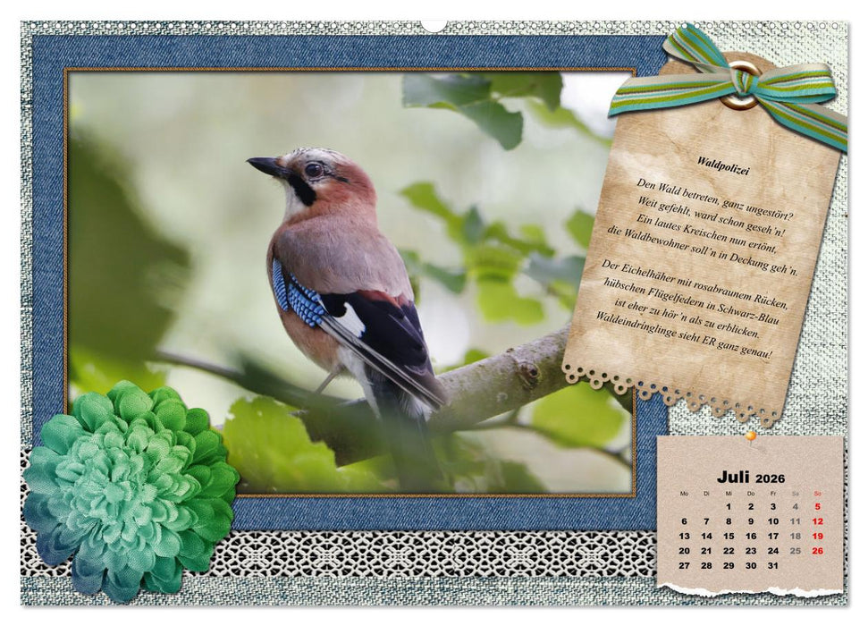 Der poetische Vogelkalender (CALVENDO Premium Wandkalender 2026)
