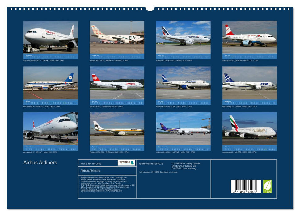 Airbus Airliners (CALVENDO Premium Wandkalender 2026)