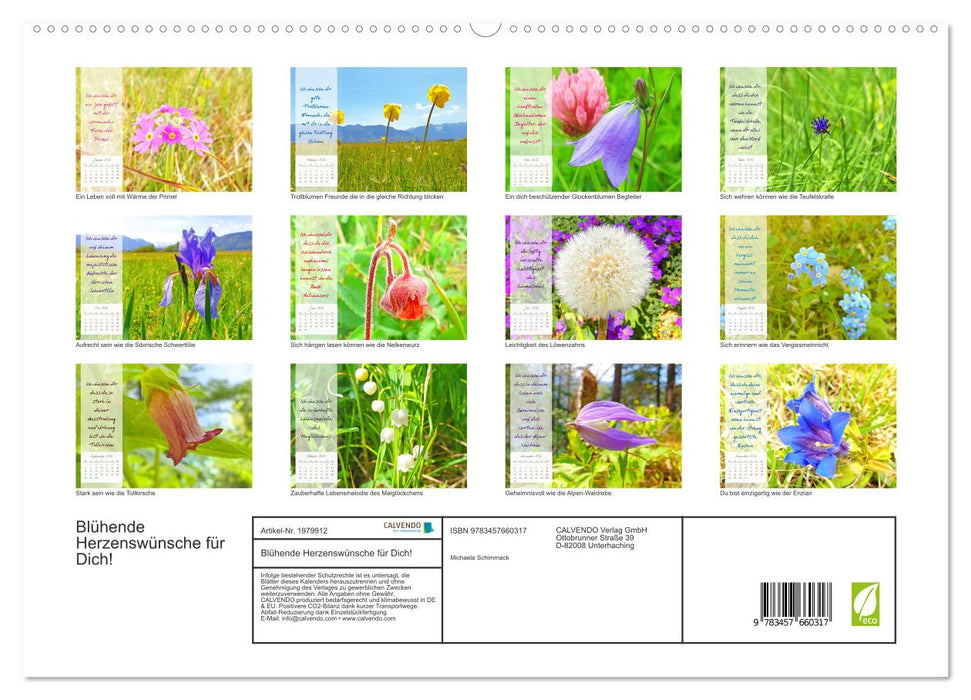 Blühende Herzenswünsche für Dich! (CALVENDO Premium Wandkalender 2026)