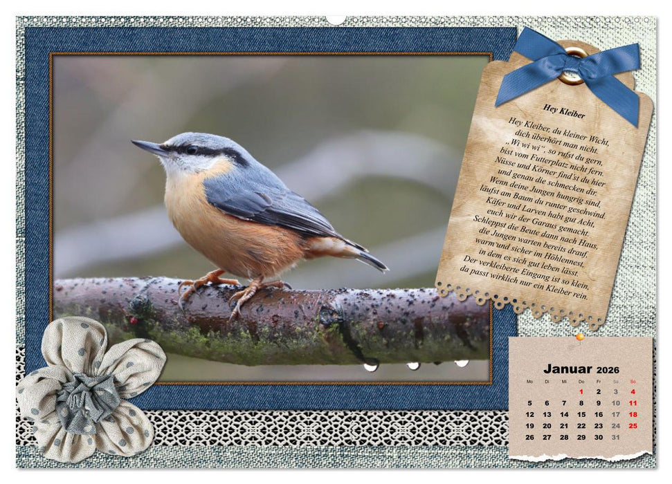 Der poetische Vogelkalender (CALVENDO Wandkalender 2026)