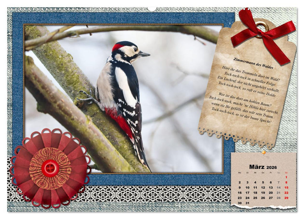 Der poetische Vogelkalender (CALVENDO Wandkalender 2026)