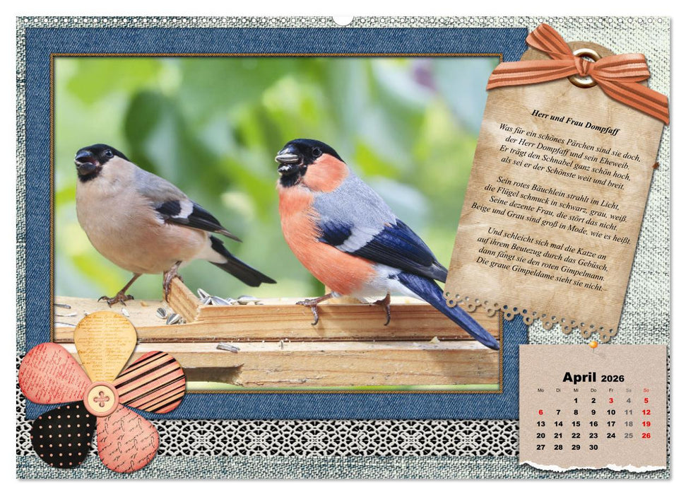 Der poetische Vogelkalender (CALVENDO Wandkalender 2026)