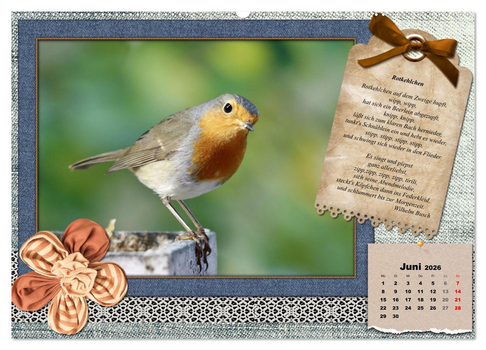 Der poetische Vogelkalender (CALVENDO Wandkalender 2026)