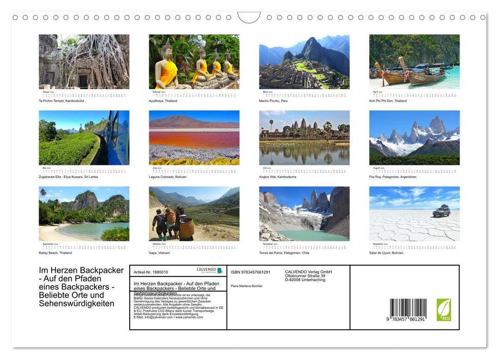 Im Herzen Backpacker - Auf den Pfaden eines Backpackers - Beliebte Orte und Sehenswürdigkeiten (CALVENDO Wandkalender 2026)