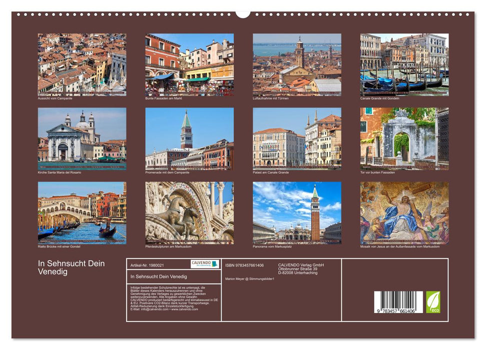 In Sehnsucht Dein Venedig (CALVENDO Premium Wandkalender 2026)