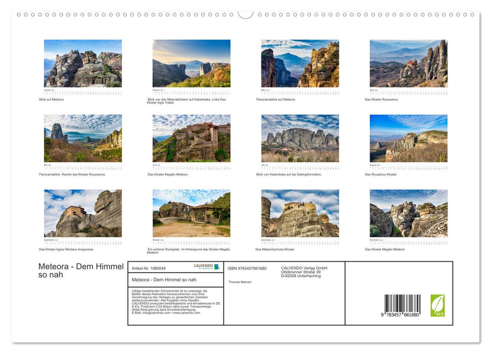 Meteora - Dem Himmel so nah (CALVENDO Premium Wandkalender 2026)