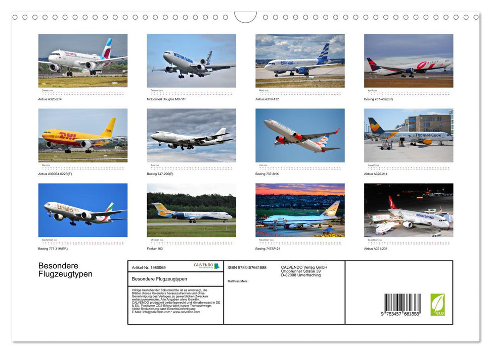 Besondere Flugzeugtypen (CALVENDO Wandkalender 2026)