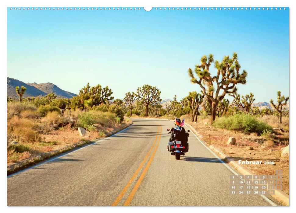 Fernweh und Traumziele: Auf Motorrad-Tour in den USA (CALVENDO Premium Wandkalender 2026)