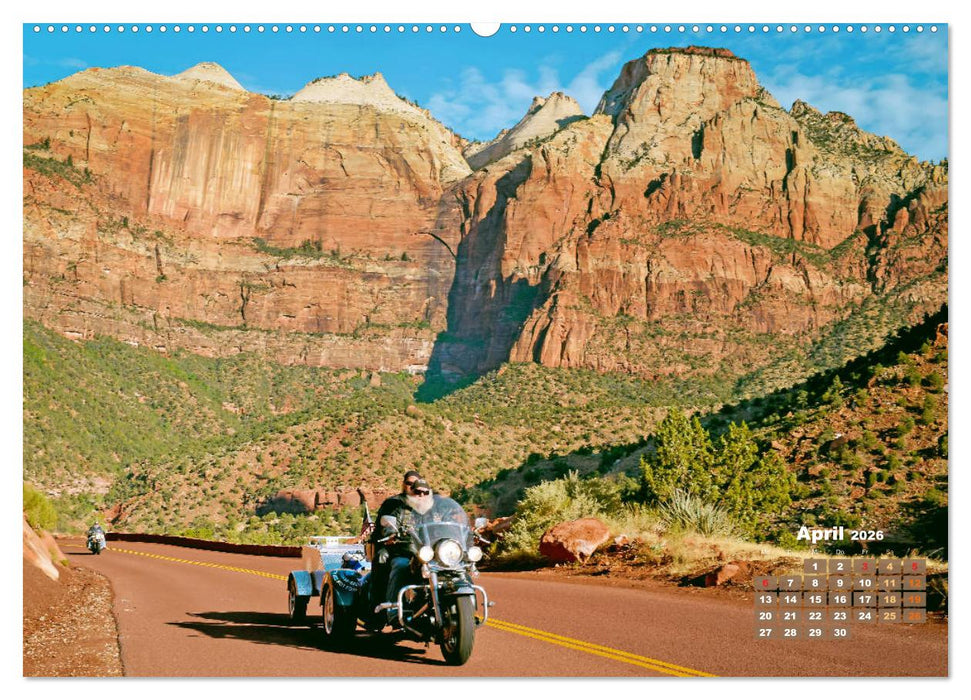 Fernweh und Traumziele: Auf Motorrad-Tour in den USA (CALVENDO Premium Wandkalender 2026)
