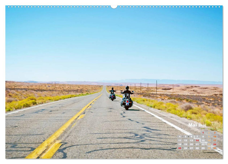 Fernweh und Traumziele: Auf Motorrad-Tour in den USA (CALVENDO Premium Wandkalender 2026)