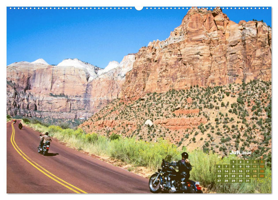 Fernweh und Traumziele: Auf Motorrad-Tour in den USA (CALVENDO Premium Wandkalender 2026)