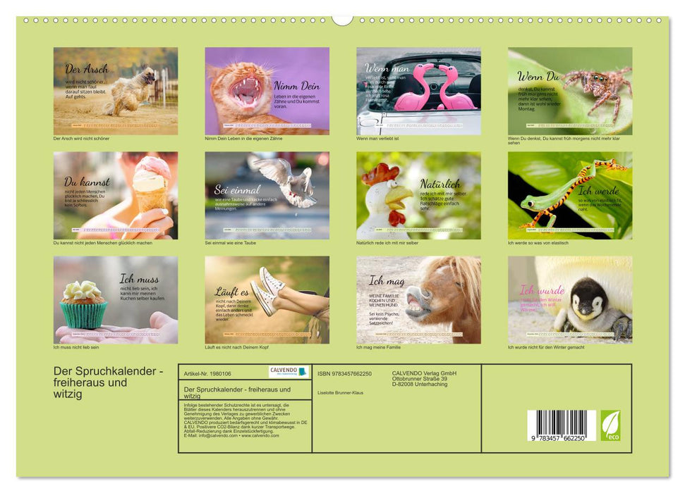 Der Spruchkalender - freiheraus und witzig (CALVENDO Premium Wandkalender 2026)