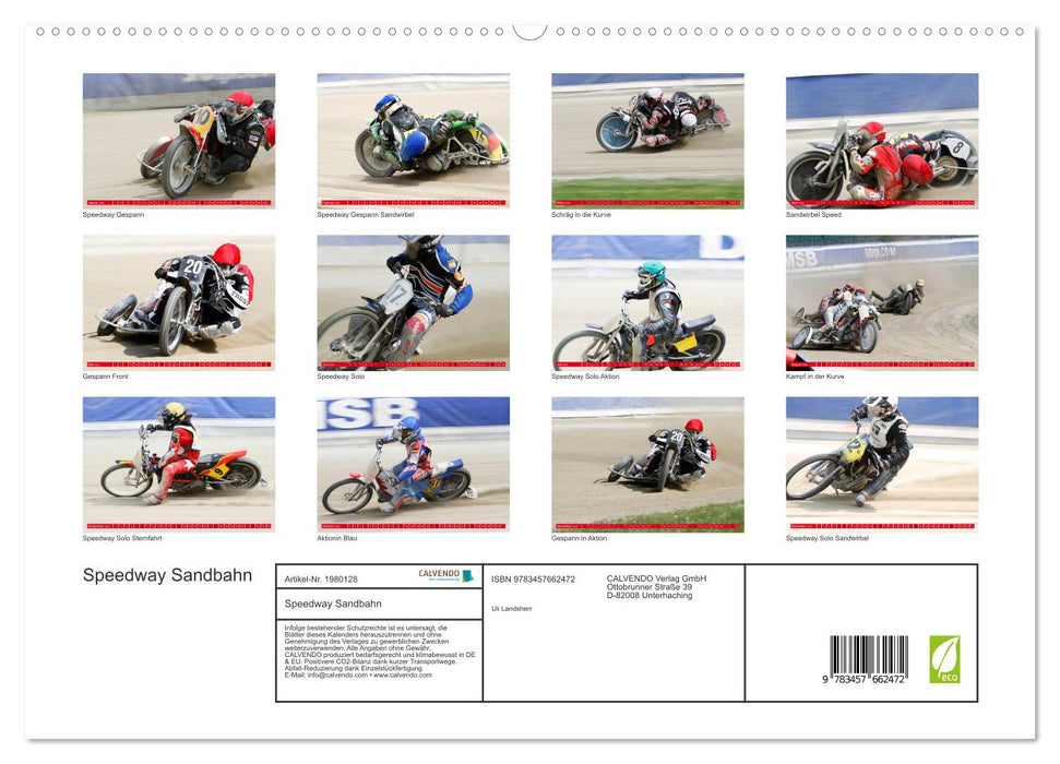 Speedway Sandbahn (CALVENDO Premium Wandkalender 2026)